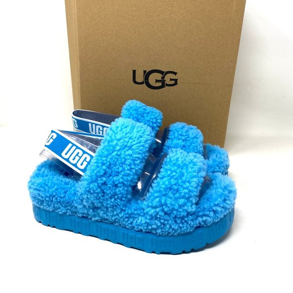 UGG OH Fluffita Women's Slippers Platform Blue Logo Size 1120876SPL - Picture 5 of 10